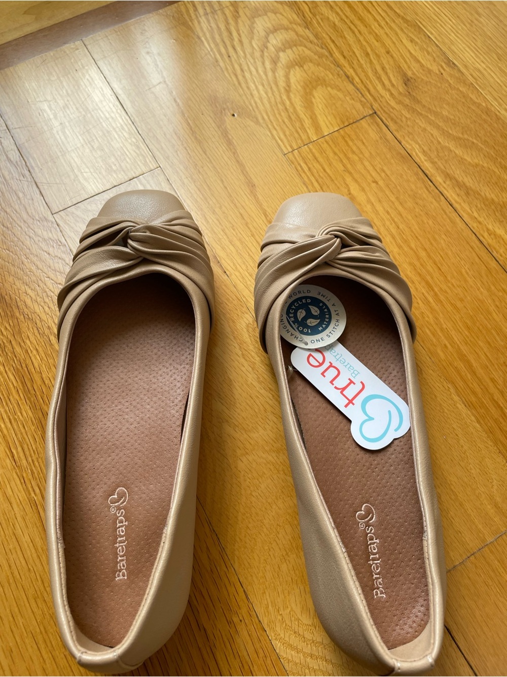 BareTraps Women's Beige Knot-Front Ballet Flats